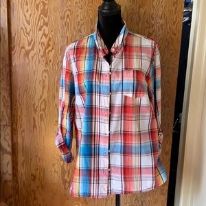 Cotton plaid L/S blouse
